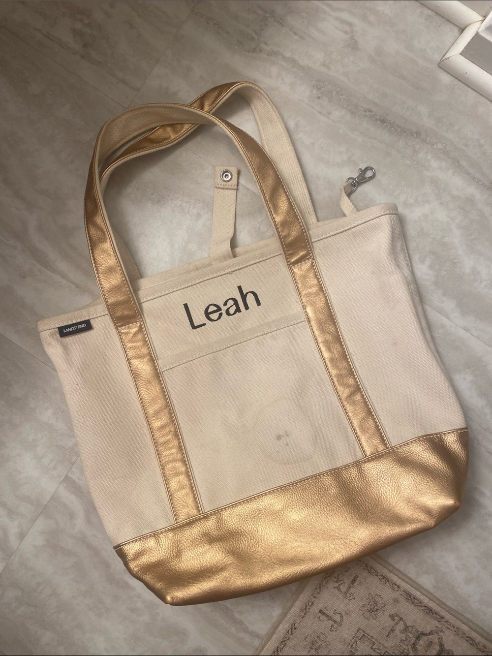 Personalized Canvas Tote with Rose Gold Trim - Leah
